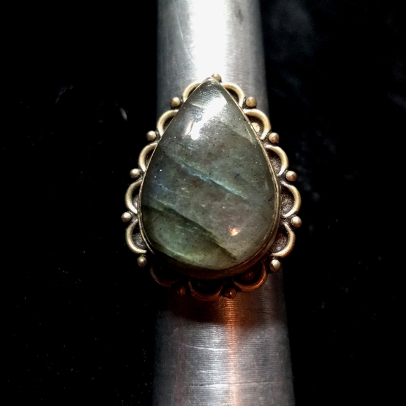 114 NWT Labradorite gemstone crystal 925 silver ring size 7 free shipping sale - Picture 2 of 8